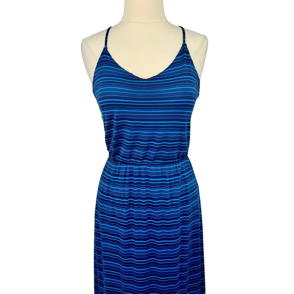 Lauren Conrad Womens Blue Striped Racerback Maxi Dress Size Small Casual Resort